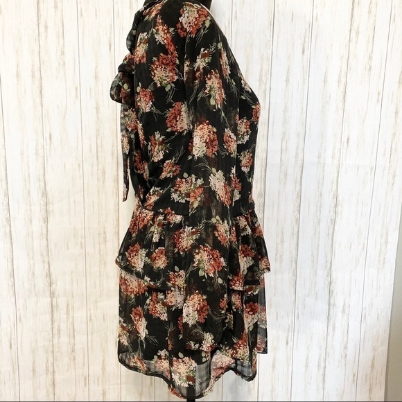 TOBI floral drop waist long sleeve mini dress - Picture 5 of 8
